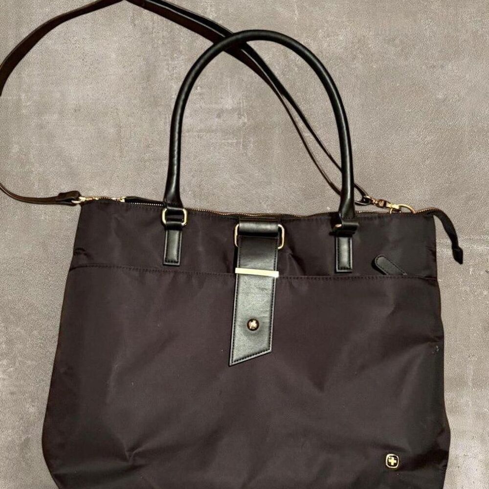 The Wenger Black Large Zip Satchel Laptop Tote